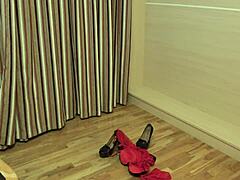 damn this busty milf flaunts curves stripping hairy pussy on cam 🔥🍑