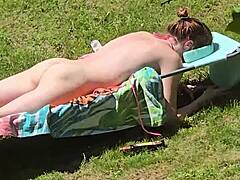 caught my skinny wife with huge tits stroking pussy lips now she deepthroats my load??