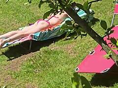 caught my skinny wife with huge tits stroking pussy lips now she deepthroats my load??