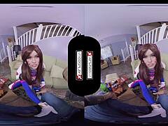 i'm dva in this overwatch cosplay getting my gamer pussy pounded hard in vr porn... immerse yourself now