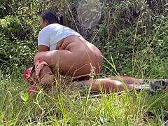 damn this fat colombian milf with huge ass drags me into the woods for raw doggystyle pounding
