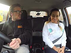 Busty tattooed milf, fuck me doggystyle in this public driving lesson car!