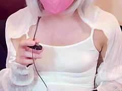 i can't stop jerking off watching this masked beauty crossdress and masturbate on cam