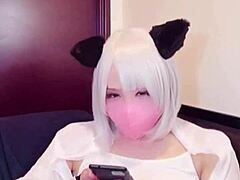 i can't stop jerking off watching this masked beauty crossdress and masturbate on cam