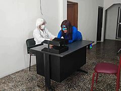 secretary rides doctor sensually on office desk at work 😏💦