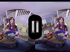 i'm dva in this overwatch cosplay getting my gamer pussy pounded hard in vr porn... immerse yourself now