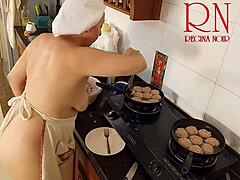 Nudist Housewife Regina Noir Cooks Naked in Kitchen Maid Style Full Video