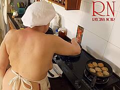 Nudist Housewife Regina Noir Cooks Naked in Kitchen Maid Style Full Video