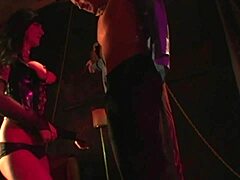 foxy vixen ties man in bdsm latex for tight pussy cumshot