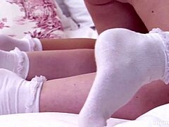 Hold Your Strap-On Tight as Experienced Redhead Domme Fingers and Licks Bent-Over Lesbian Submissive!