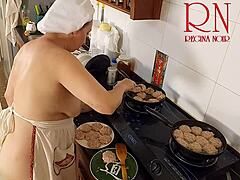 Nudist Housewife Regina Noir Cooks Naked in Kitchen Maid Style Full Video
