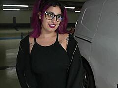 A slutty Chilean with huge fat ass takes rough anal pounding bent over in public parking lot