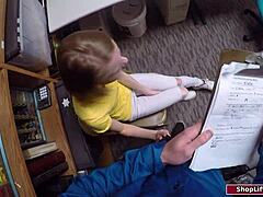 officer pins down petite russian thief for deepthroat domination