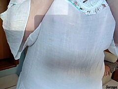 StepMom's See-Through Dress Flashes Latina Ass No Panties?