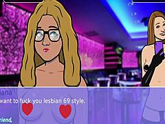 Mature Lesbians Rip Clothes Off During Striptease Dance Game at Night Club
