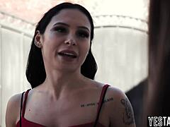 Blonde classmate's hairy pussy licked and tribbed by petite bisexual babe.