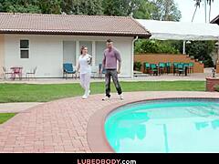 wow curvaceous bella blu oils up tits for wet nuru massage action!