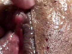 fucked my wet shaved wife pussy closeup today