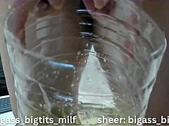 Curvy latina milf spreads huge wet pussy lips for pee fetish toy play and squirt