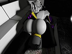 Mysterious cat girl seduced into big cock titty sex romp