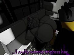 Mysterious cat girl seduced into big cock titty sex romp