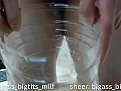 Curvy latina milf spreads huge wet pussy lips for pee fetish toy play and squirt