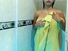 passionate couple sneaks wet pussy fucking in stepparents bathroom with big natural tits bouncing