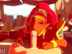 urbosa sucks cock deep then rides hard in pov