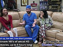 Dr Tampa spreads Solana's shaved teen pussy wide in first gyno exam