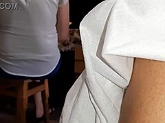 teacher grades homework while students finger pussy orgasm panties