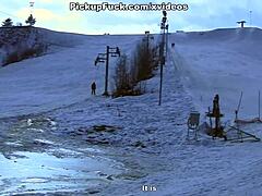 sexy snowboard babe takes real cash for group blowjob and messy facial scene 2