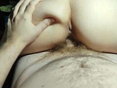 Korean milf rides hairy cock begging for creampie cum fill