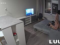 Her First Swallow: Amateur Brunette's Private Cum Gulp for Fans