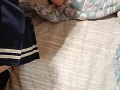 Watch me pound stepsister's tight pussy while she eyes that video intently