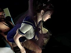 3d cute asian cosplay college girl enjoys first threesome sex