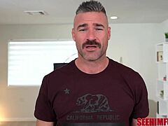 oh man natalie brooks oils up charles dera's hairy chest then sucks his cock