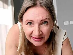 Grandma's big natural tits help you finish quick in this pov taboo play