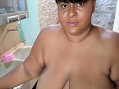 Step-mom takes huge facial cumshots from stepson in backyard!