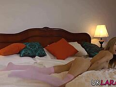 Classy mature in stockings squirms as teen fingers her wet milf pussy deeply