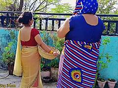 i joined hot indian stepmom stepdaughter for outdoor threesome bliss