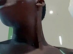 Nigerian babe's mall trip explodes into wild washroom self-pleasure frenzy!