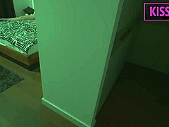 taboo stepmom handjobs stepson in bed but pussy takes cum load