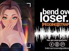 Femdom college girl straps on for rough ass-to-mouth bending loser over