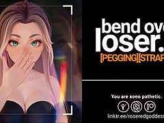 Femdom college girl straps on for rough ass-to-mouth bending loser over