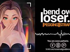 Femdom college girl straps on for rough ass-to-mouth bending loser over