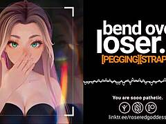 Femdom college girl straps on for rough ass-to-mouth bending loser over