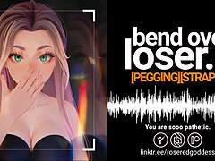 Femdom college girl straps on for rough ass-to-mouth bending loser over