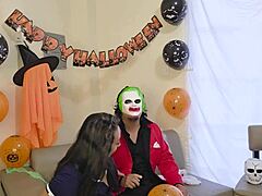 homemade halloween ffm rips latina milf clothes for juicy pussy threesome!