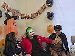 homemade halloween ffm rips latina milf clothes for juicy pussy threesome!