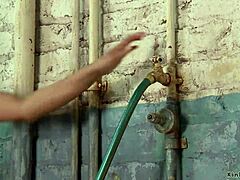 lesbian slave in red stockings takes ass fisting and rimjob deep